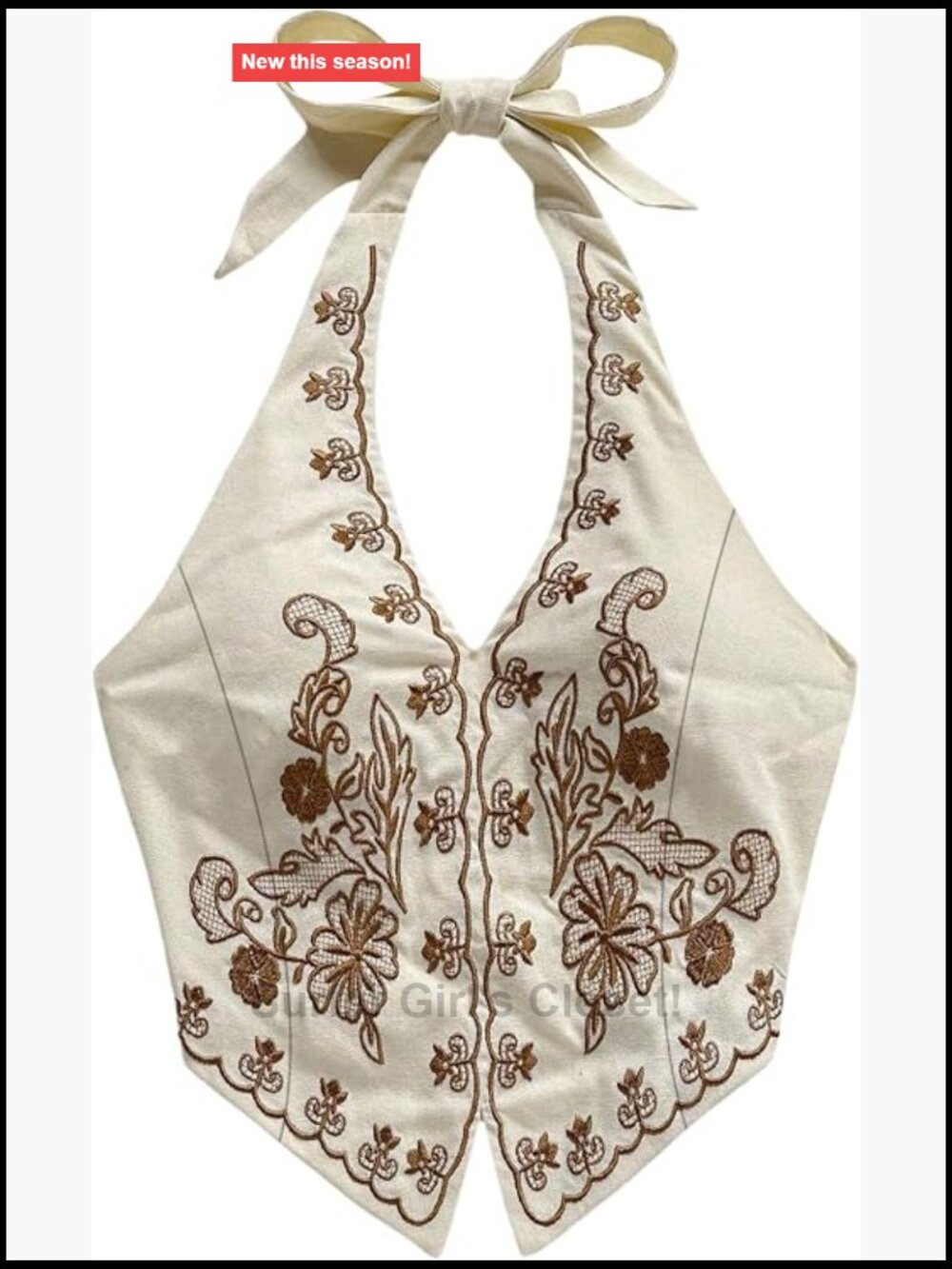 Women's Plus Size Halter Top with Floral Embroidery, Asymmetrical Hem, Boho